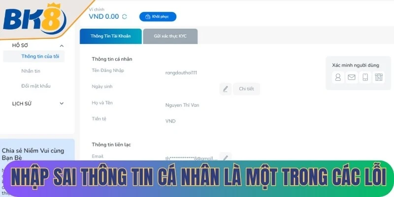 Nhập sai thông tin cá nhân là một trong các lỗi phổ biến khi đăng ký