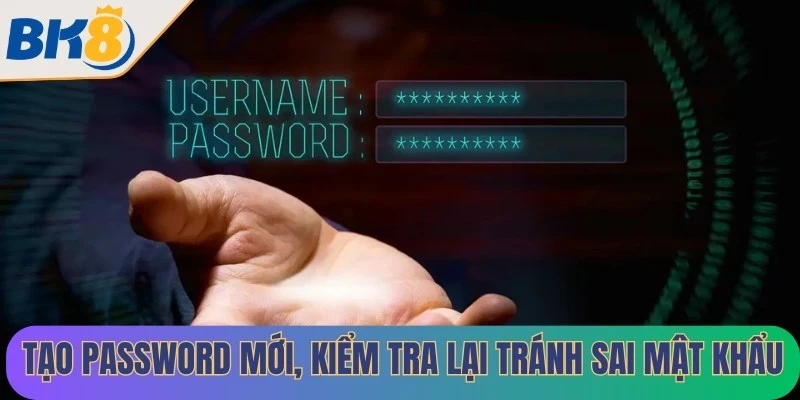 Tạo password mới, kiểm tra lại tránh tình trạng sai mật khẩu BK8